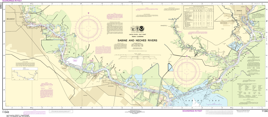 NOAA Print-on-Demand Charts US Waters-Sabine and Neches Rivers-11343