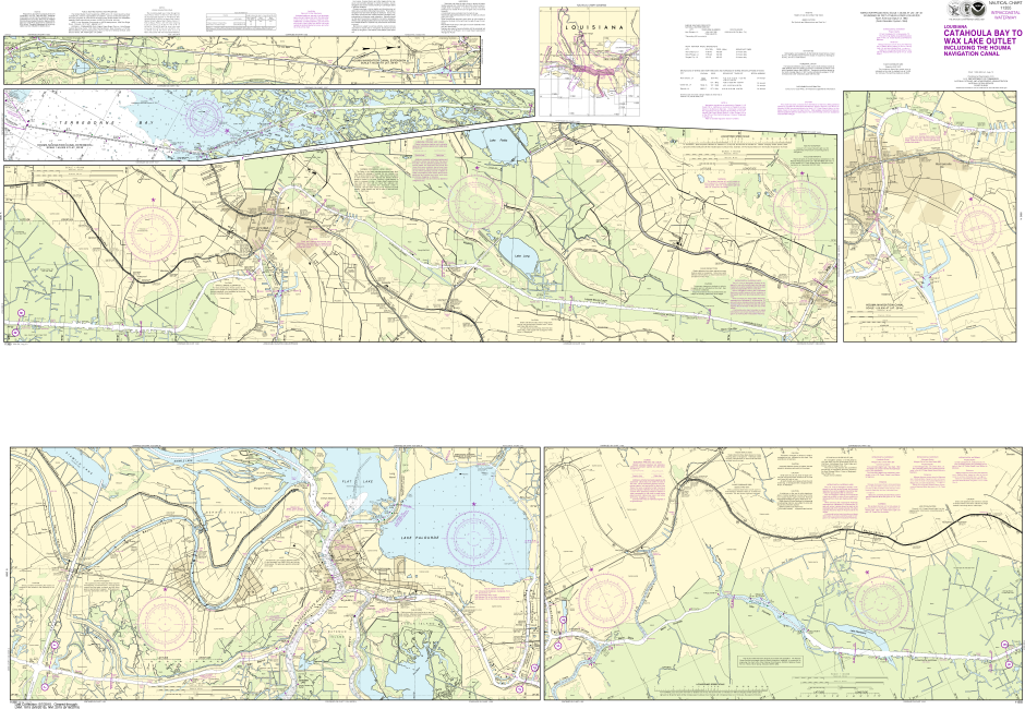 NOAA Print-on-Demand Charts US Waters-Intracoastal Waterway Catahoula Bay to Wax Lake Outlet including the Houma Navigation canal-11355