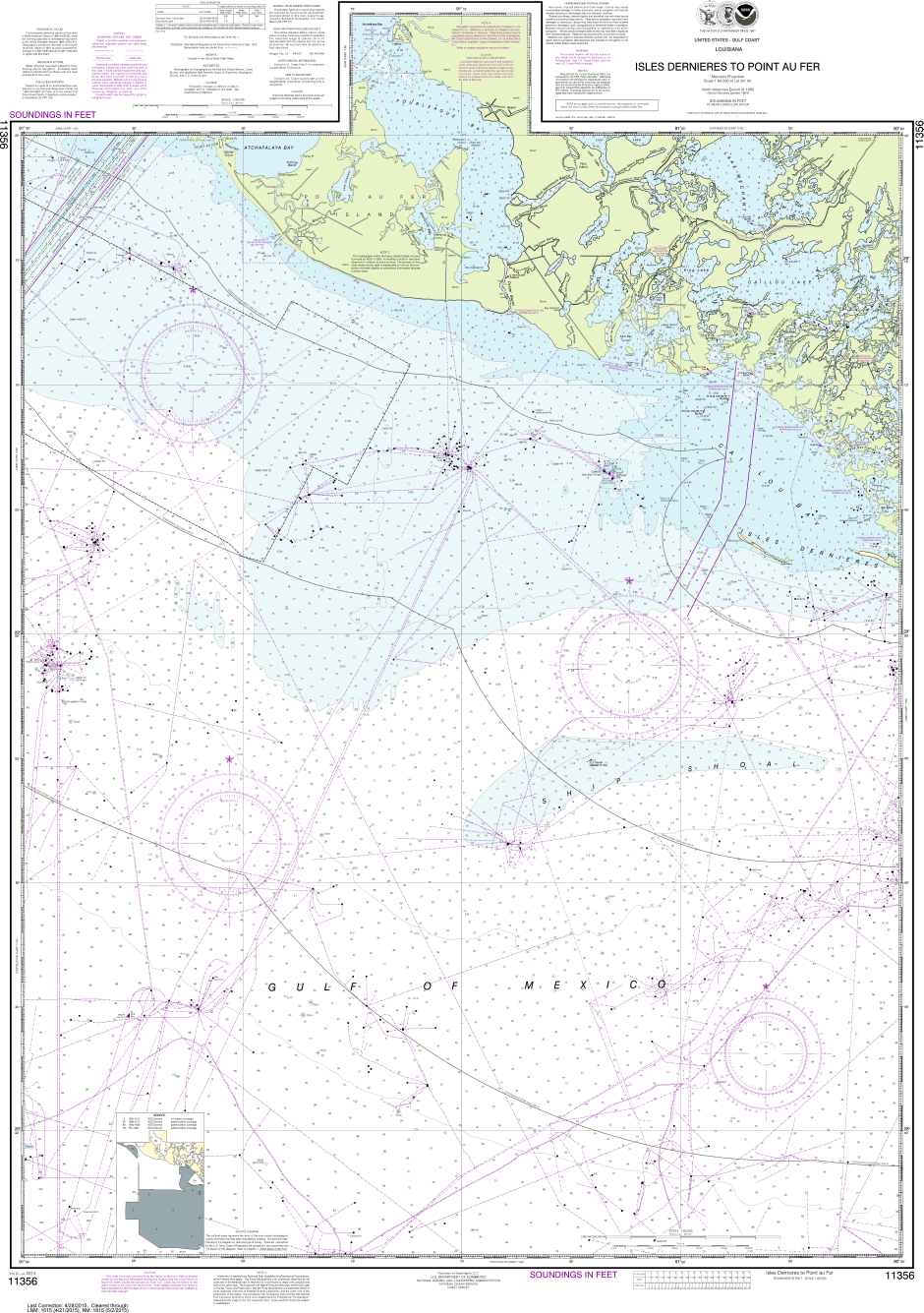 NOAA Print-on-Demand Charts US Waters-Isles Dernieres to Point au Fer-11356