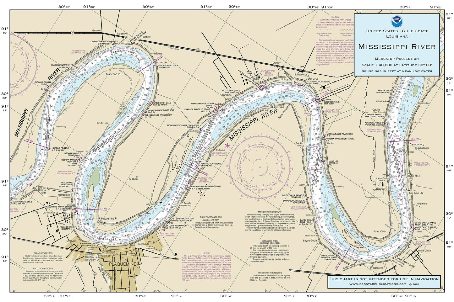 Nautical Placemat: Mississippi River to Galveston