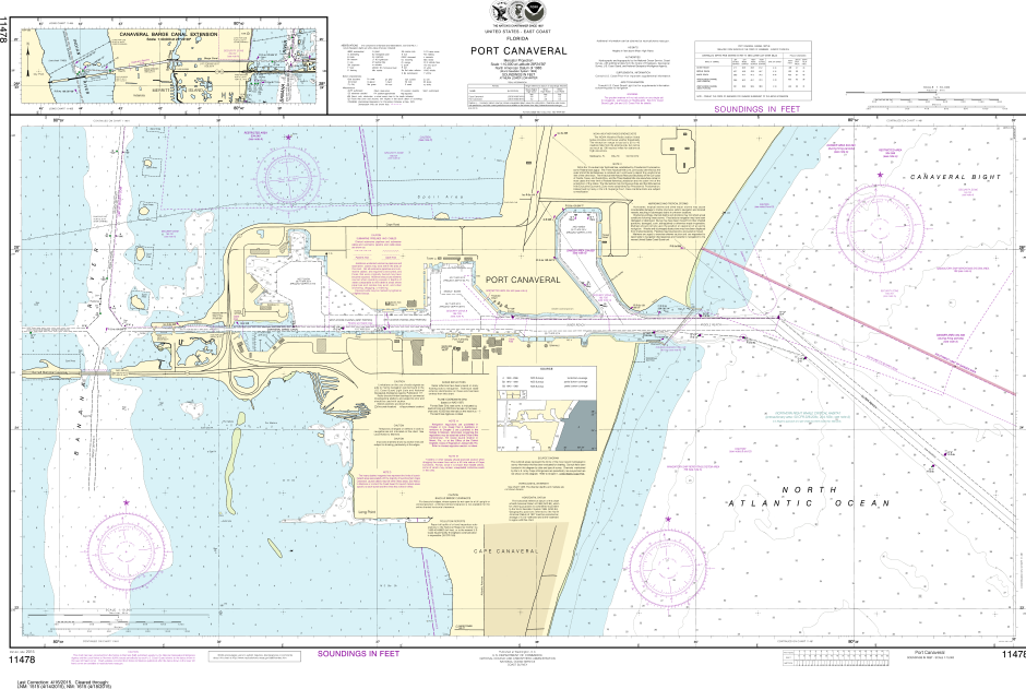 NOAA Print-on-Demand Charts US Waters-Port Canaveral;Canaveral Barge Canal Extension-11478