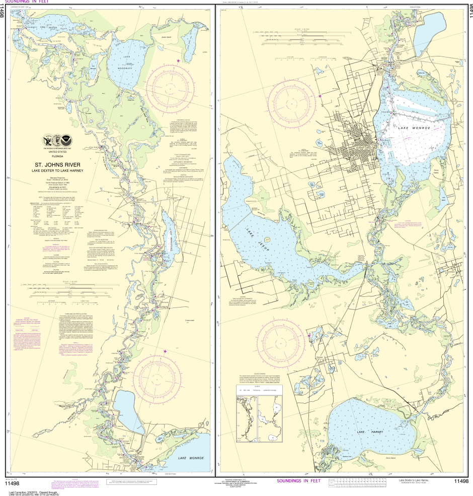 NOAA Print-on-Demand Charts US Waters-St. Johns River Lake Dexter to Lake Harney-11498