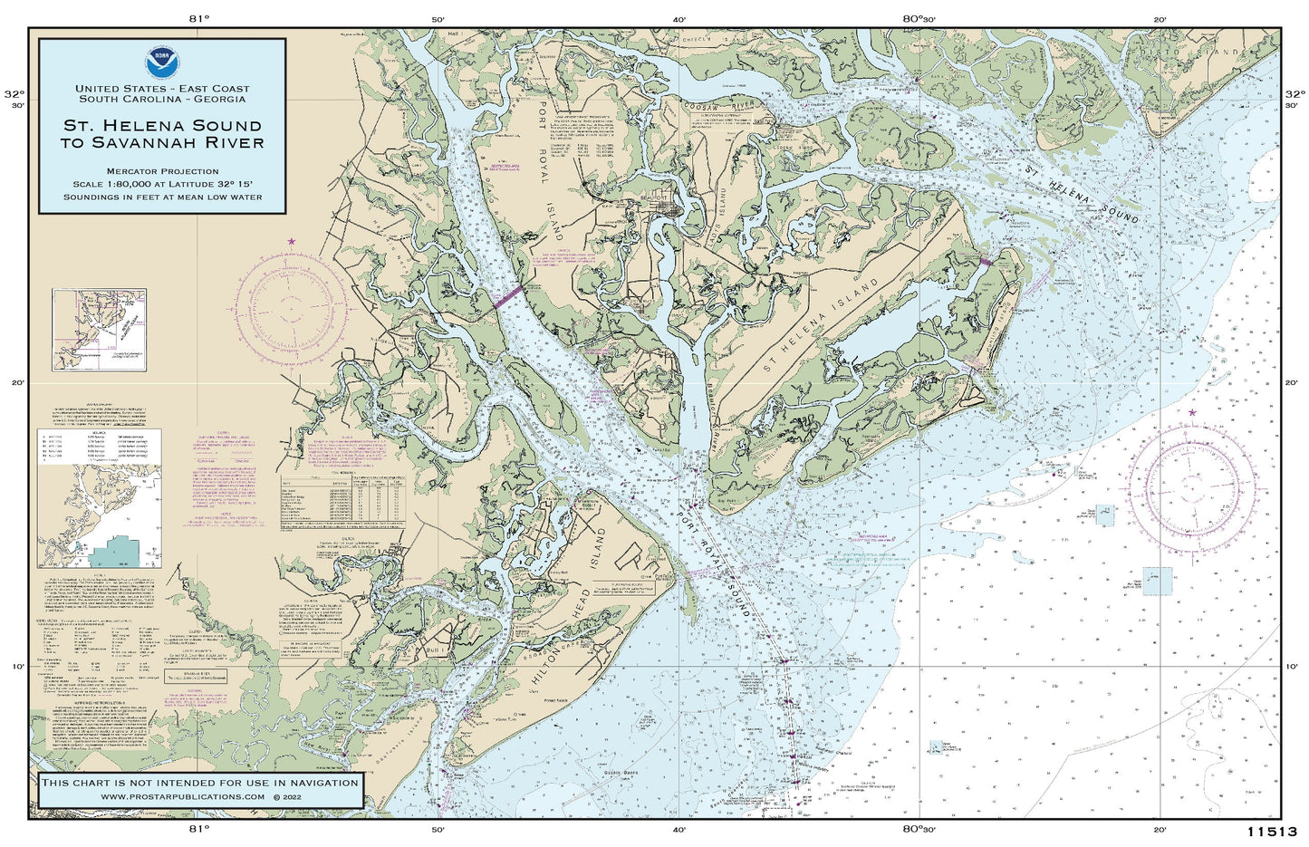 Nautical Placemat: St Helena Sound to Savannah River