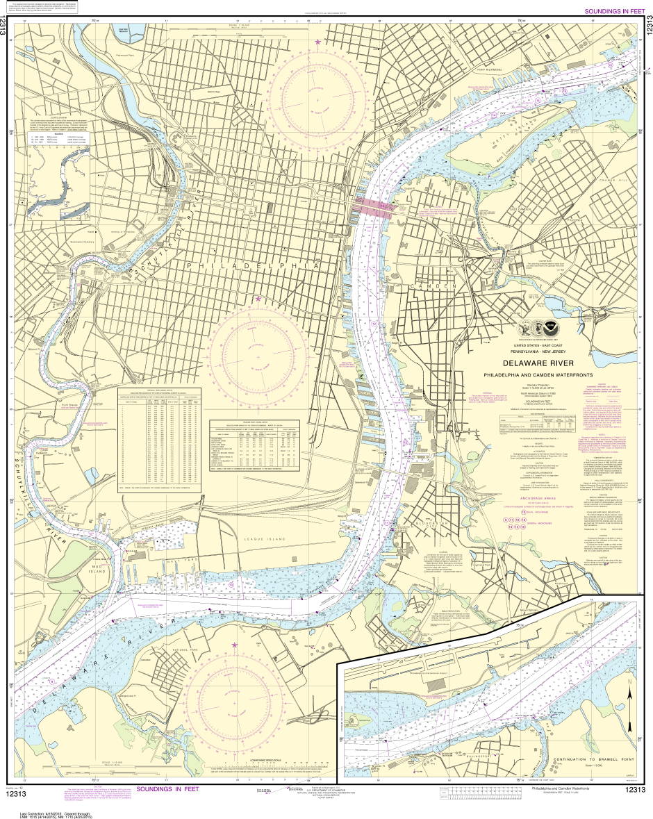 NOAA Print-on-Demand Charts US Waters-Philadelphia and Camden Waterfronts-12313