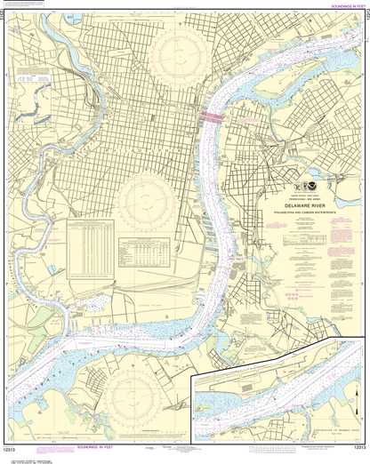 NOAA Print-on-Demand Charts US Waters-Philadelphia and Camden Waterfronts-12313