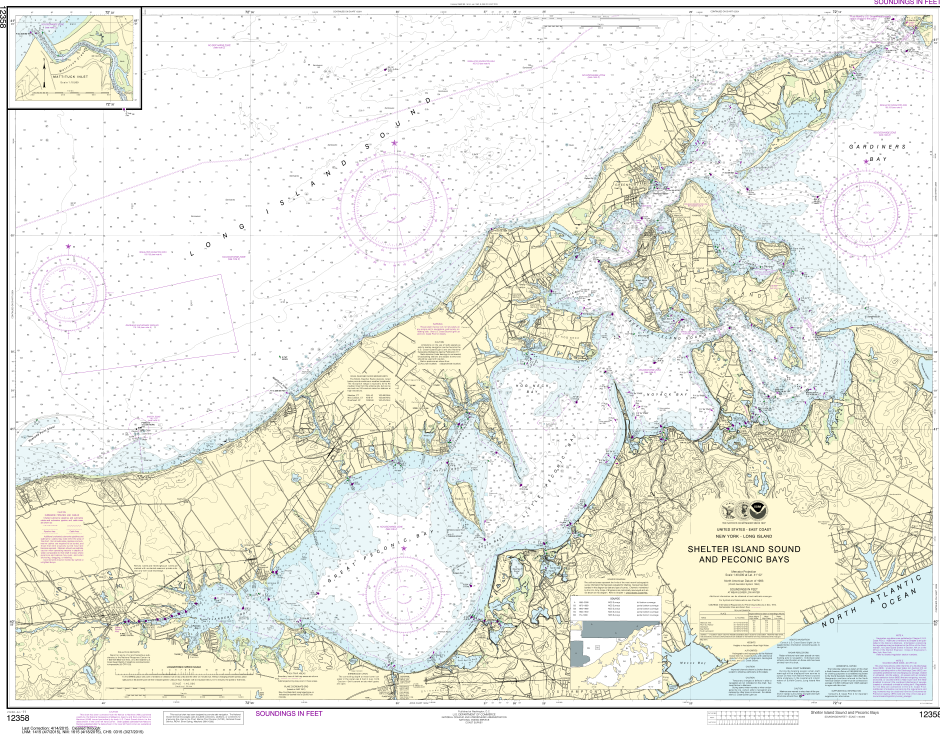 NOAA Print-on-Demand Charts US Waters-New York Long Island-Shelter Island Sound and Peconic Bays;Mattituck Inlet-12358