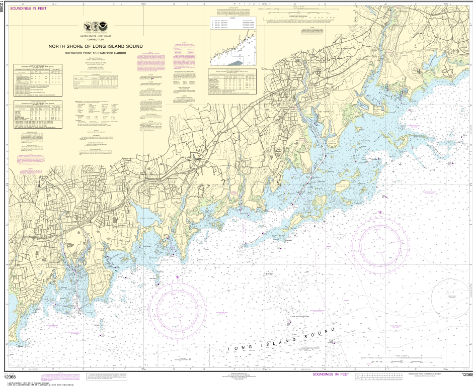 NOAA Print-on-Demand Charts US Waters-North Shore of Long Island Sound Sherwood Point to Stamford Harbor-12368