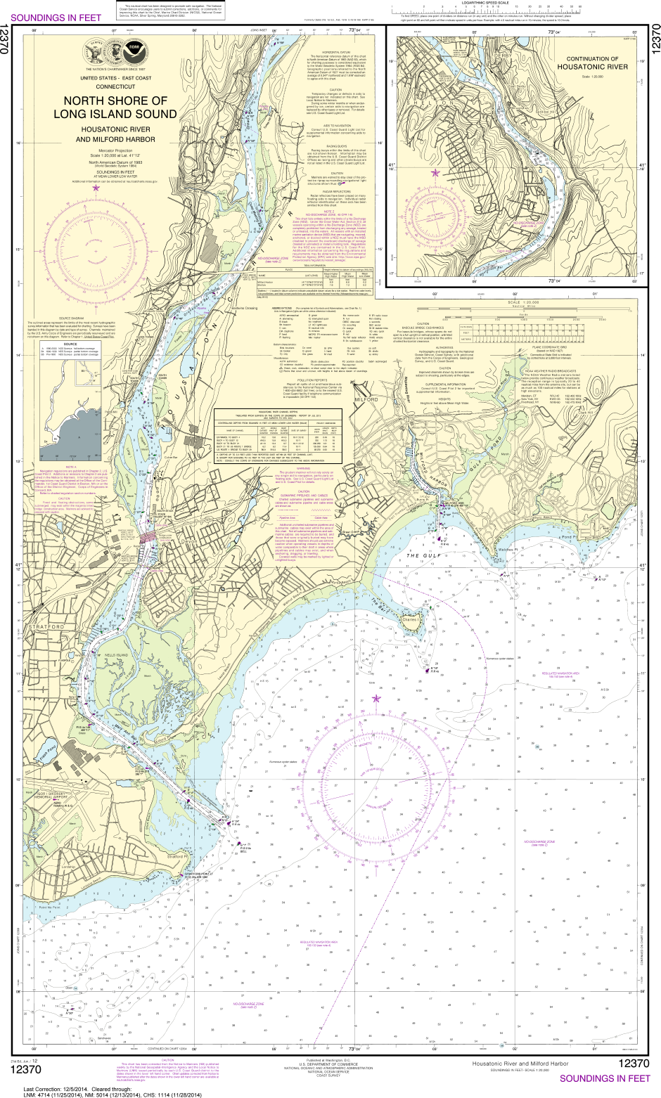 NOAA Print-on-Demand Charts US Waters-North Shore of Long Island Sound Housatonic River and Milford Harbor-12370