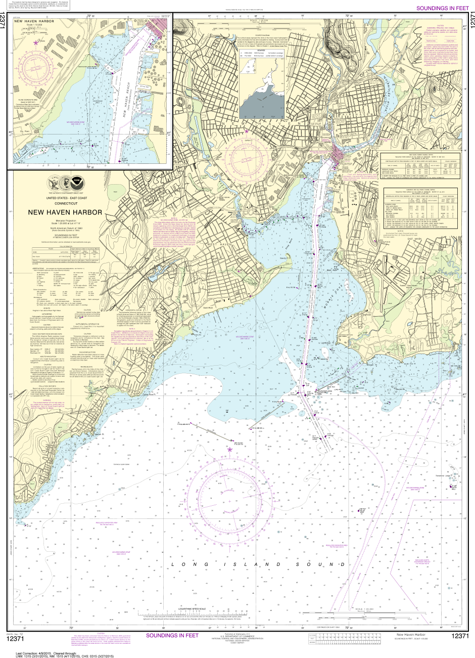 NOAA Print-on-Demand Charts US Waters-New Haven Harbor;New Haven Harbor (Inset)-12371