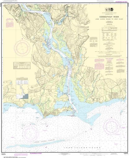 NOAA Print-on-Demand Charts US Waters-Connecticut River Long lsland Sound to Deep River-12375