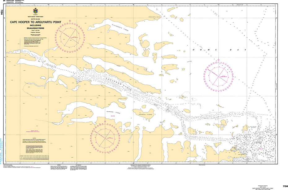 CHS Print-on-Demand Charts Canadian Waters-7194: Cape Hooper To Arguyartu Point Including Ekalugad Fiord, CHS POD Chart-CHS7194