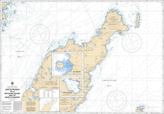 CHS Chart 4850: Cape St Francis to / à Baccalieu Island and / et Hearts Content