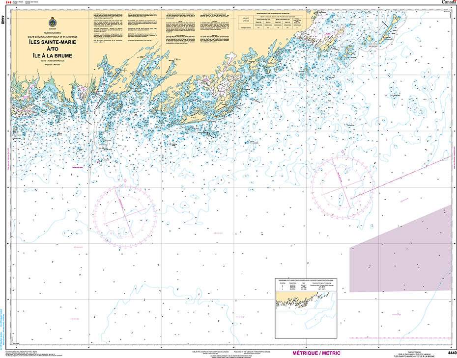 CHS Print-on-Demand Charts Canadian Waters-4440: лles Sainte-Marie €/to лle € la Brume, CHS POD Chart-CHS4440
