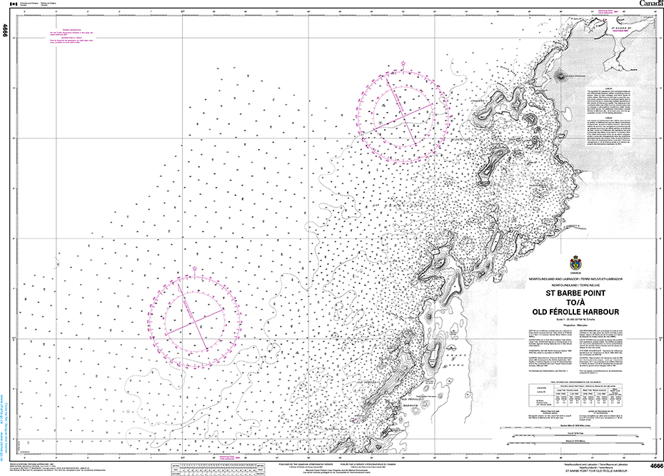 CHS Print-on-Demand Charts Canadian Waters-4666: St. Barbe Point to/€ Old FЋrolle Harbour, CHS POD Chart-CHS4666