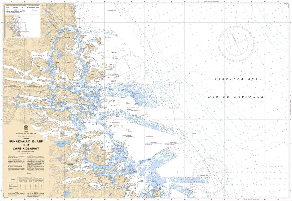 CHS Chart 5024: Nunaksaluk Island to / à Cape Kiglapait