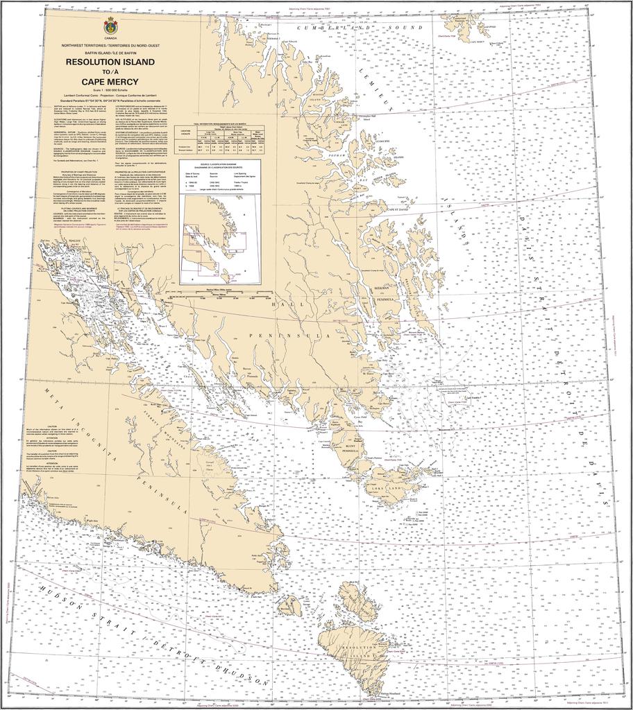 CHS Chart 7050: Resolution Island to/à Cape Mercy