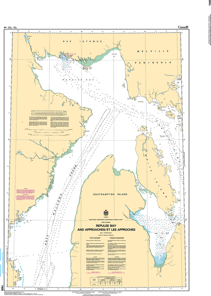 CHS Print-on-Demand Charts Canadian Waters-7405: Repulse Bay and Approaches/ Et Les Approches, CHS POD Chart-CHS7405