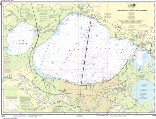 NOAA Chart 11369: Lakes Pontchartrain and Maurepas