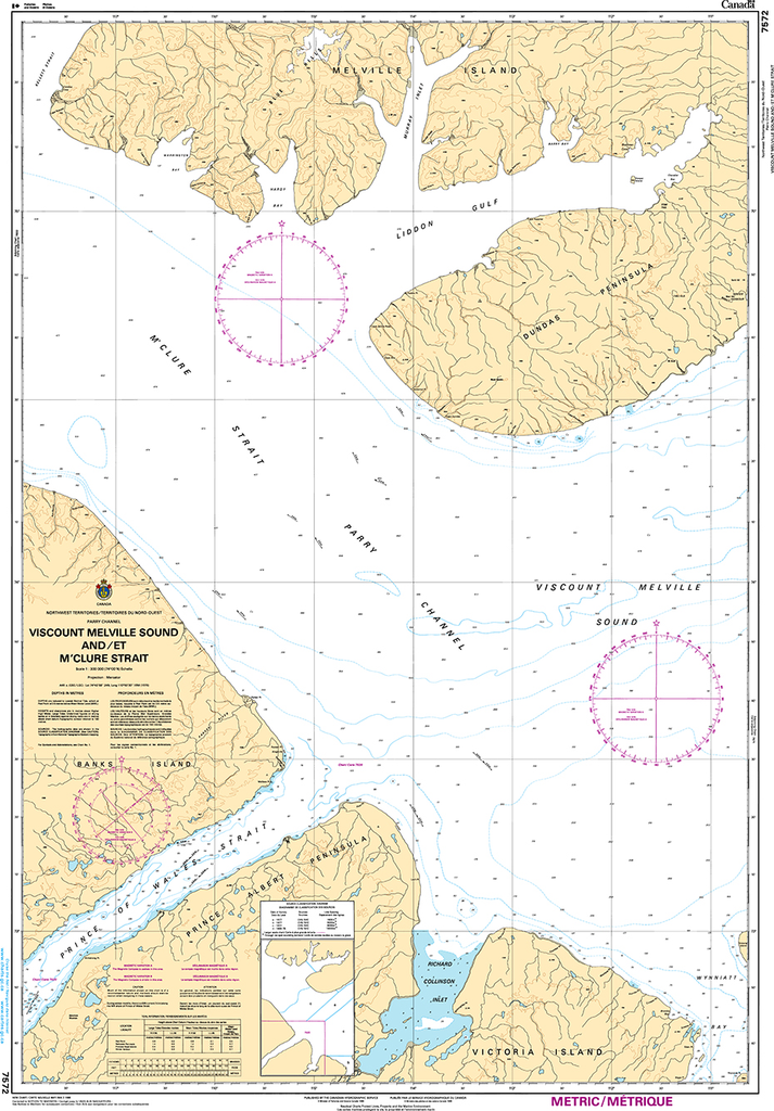 CHS Print-on-Demand Charts Canadian Waters-7572: Viscount Melville Sound and/et Mclure Strait, CHS POD Chart-CHS7572