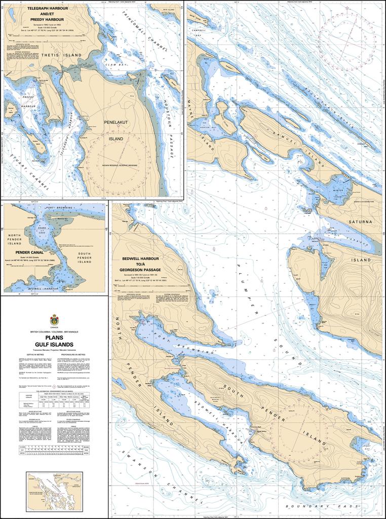 CHS Chart 3477: Plans - Gulf Islands