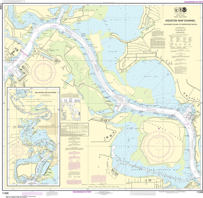 NOAA Chart 11329: Houston Ship Channel Alexander Island to Carpenters Bayou, San Jacinto and Old Rivers