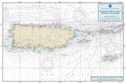Nautical Placemat: Puerto Rico & The Virgin Islands