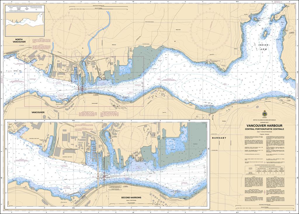 CHS Chart 3494: Vancouver Harbour Central Portion/Partie Centrale