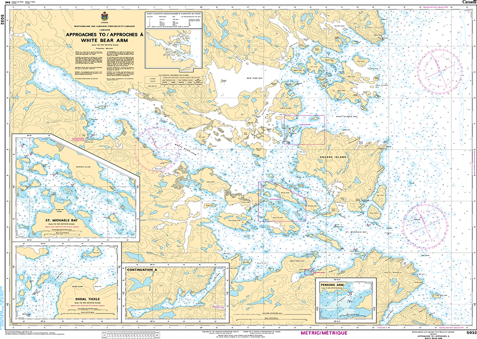 CHS Print-on-Demand Charts Canadian Waters-5032: Approaches to/€ White Bear Arm, CHS POD Chart-CHS5032