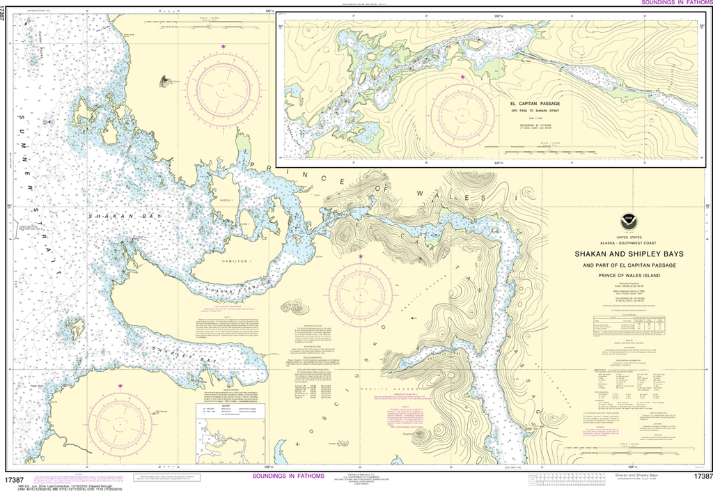 NOAA Chart 17387: Shakan and Shipley Bays, and Part of El Capitan Passage; El Capitan Pasage, Dry Pass to Shakan Strait
