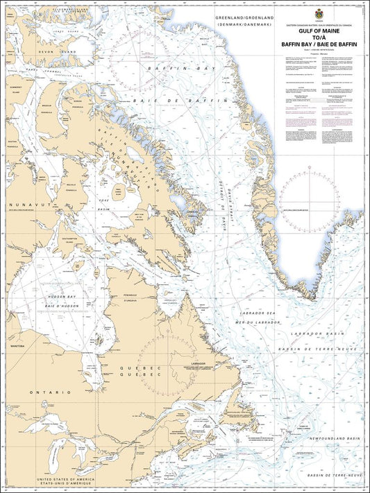 CHS Chart 4000: Gulf of Maine to/à Baffin Bay / Baie de Baffin