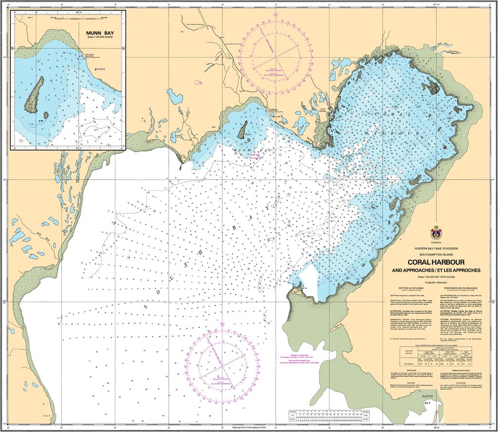 CHS Chart 5410: Coral Harbour and Approaches/et les approches