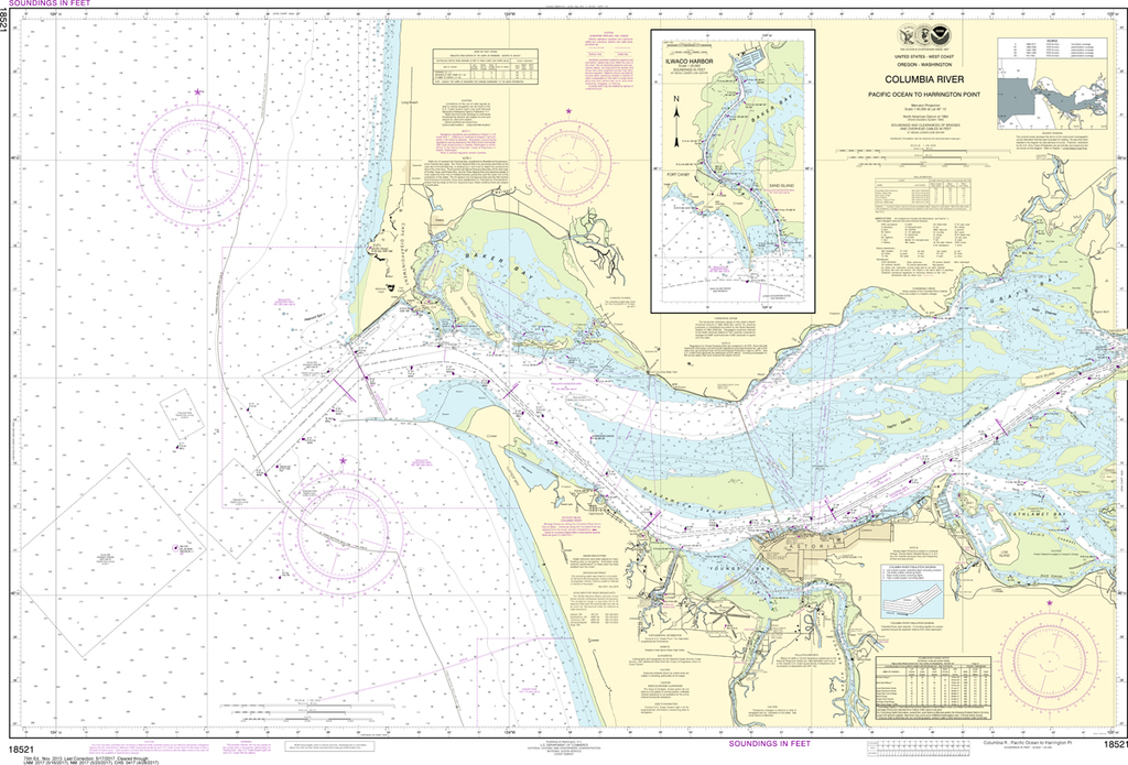 NOAA Chart 18521: Columbia River - Pacific Ocean to Harrington Point, Ilwaco Harbor