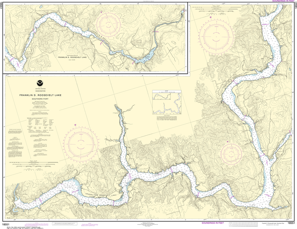 NOAA Chart 18551: Franklin D Roosevelt Lake - Southern Part