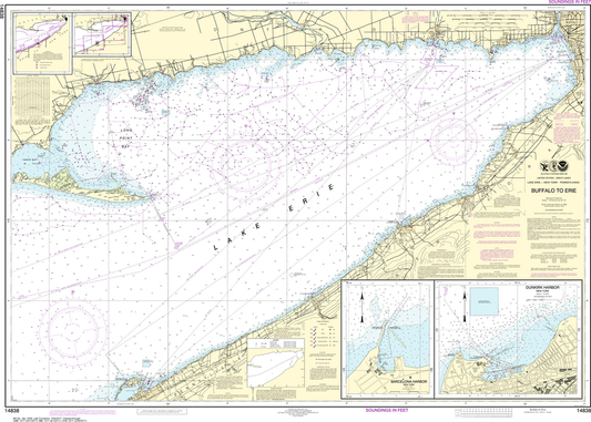 NOAA Chart 14838: Buffalo to Erie, Dunkirk, Barcelone Harbor