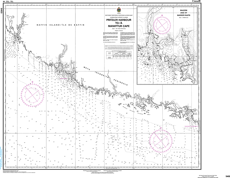 CHS Print-on-Demand Charts Canadian Waters-5403: Pritzler Harbour to/€ Maniittur Cape, CHS POD Chart-CHS5403