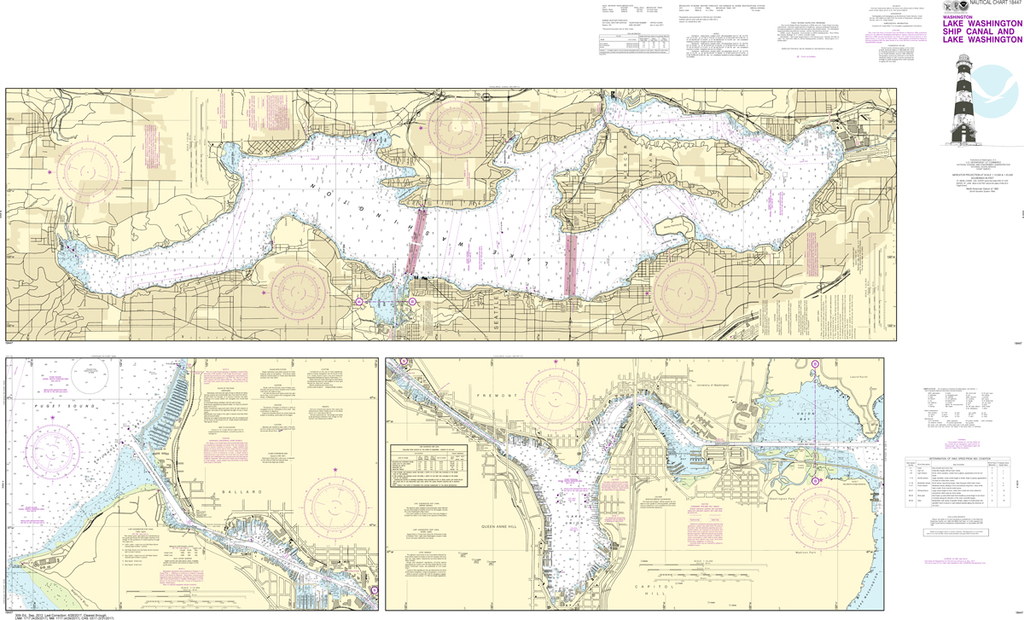 NOAA Chart 18447: Lake Washington Ship Canal, Lake Union, and Lake Washington