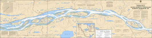 CHS Chart 6418: Norman Wells, Halfway Islands to/à Rader Island Kilometre 850 / Kilomètre 920