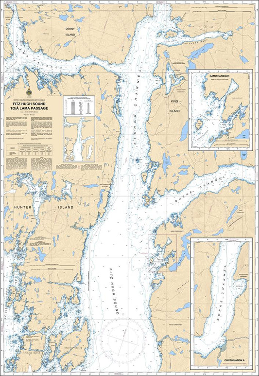 CHS Chart 3936: Fitz Hugh Sound to/à Lama Passage