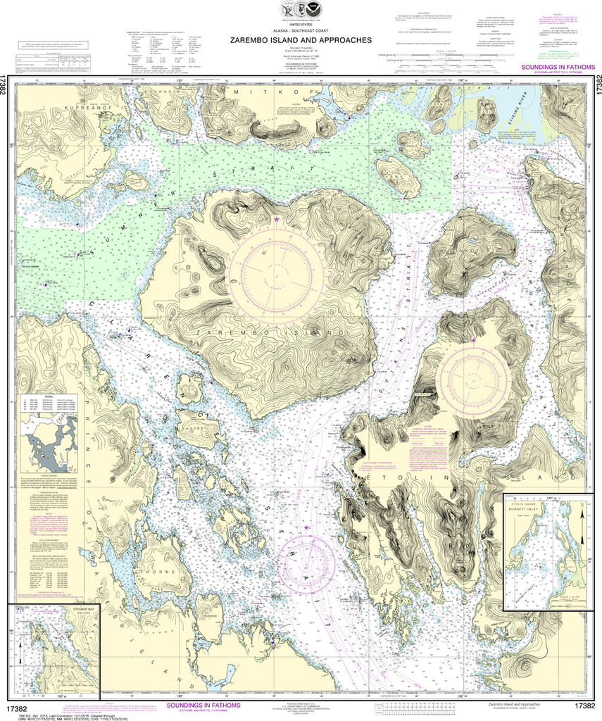 NOAA Chart 17382: Zarembo Island and Approaches, Burnett Inlet, Etolin Island, Steamer Bay