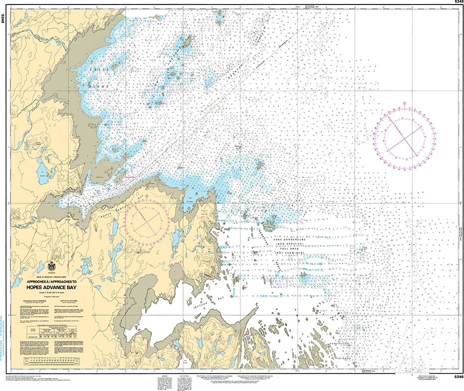 CHS Print-on-Demand Charts Canadian Waters-5348: Approches €/Approaches to Hopes Advance Bay, CHS POD Chart-CHS5348