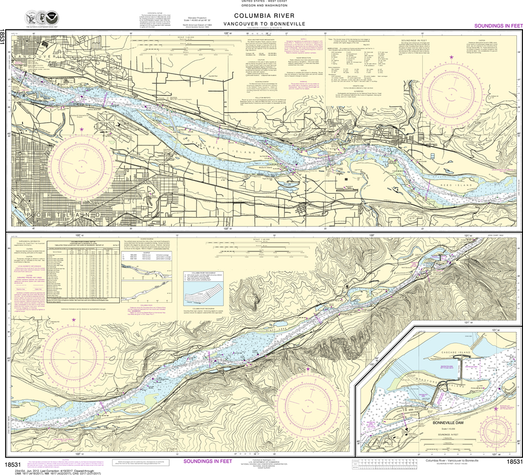 NOAA Chart 18531: Columbia River - Vancouver to Bonneville, Bonneville Dam