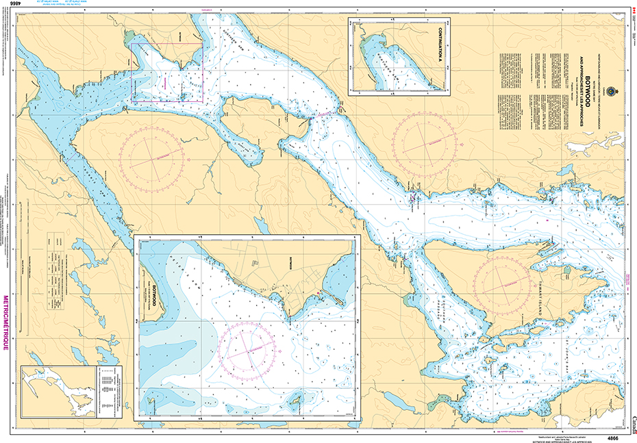 CHS Print-on-Demand Charts Canadian Waters-4866: Botwood and Approaches/et les approches, CHS POD Chart-CHS4866