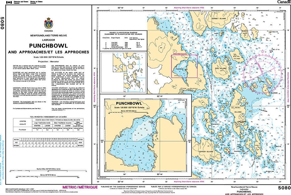 CHS Print-on-Demand Charts Canadian Waters-5080: Punchbowl Inlet and Approaches/et les approches, CHS POD Chart-CHS5080