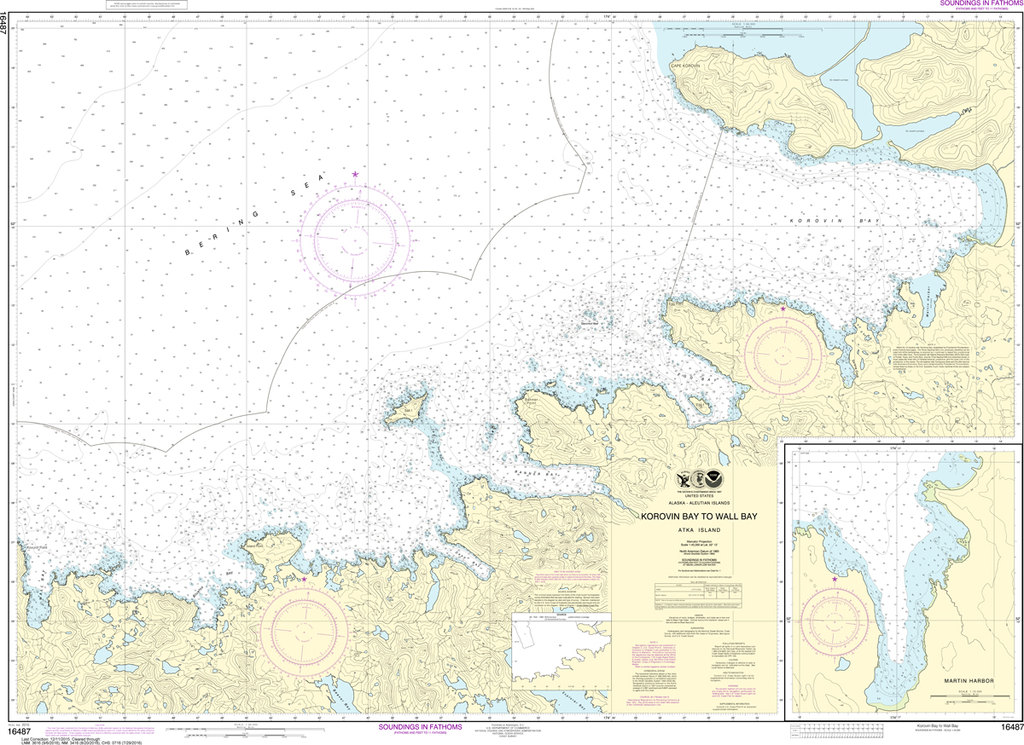 NOAA Chart 16487: Korovin Bay to Wall Bay, Atka Island, Martin Harbor