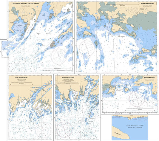 CHS Chart 4452: Havres et Mouillages - Harbours and Anchorages - Côte-Nord/North Shore