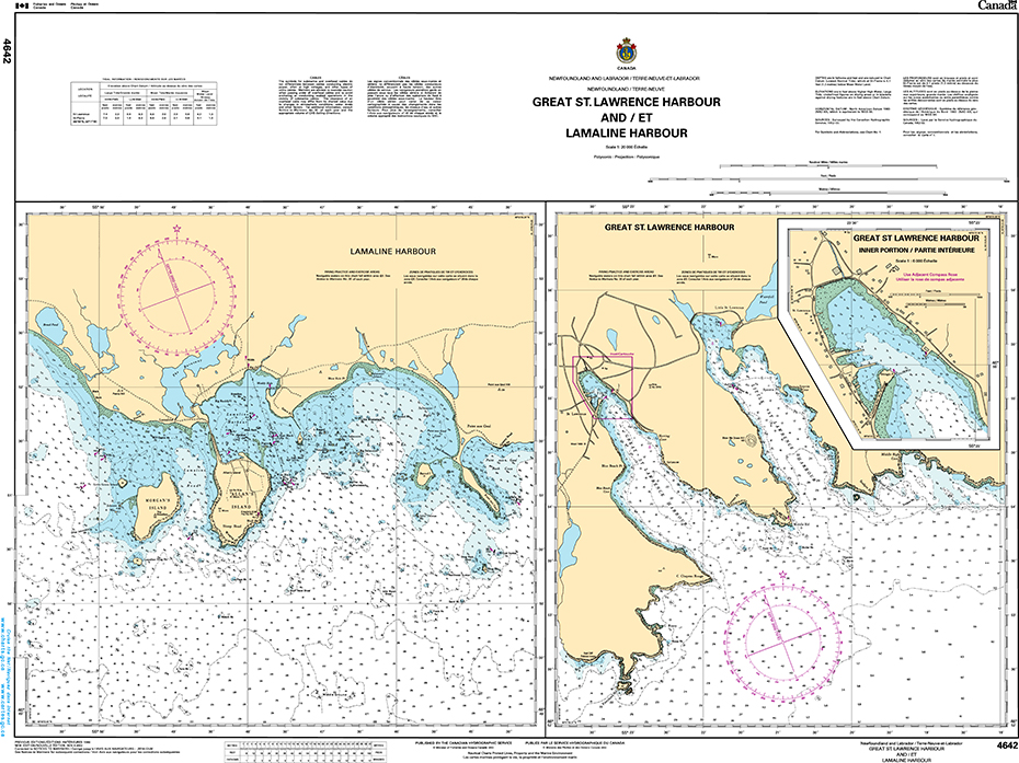 CHS Print-on-Demand Charts Canadian Waters-4642: Great St. Lawrence Harbour and/et Lamaline Harbour, CHS POD Chart-CHS4642