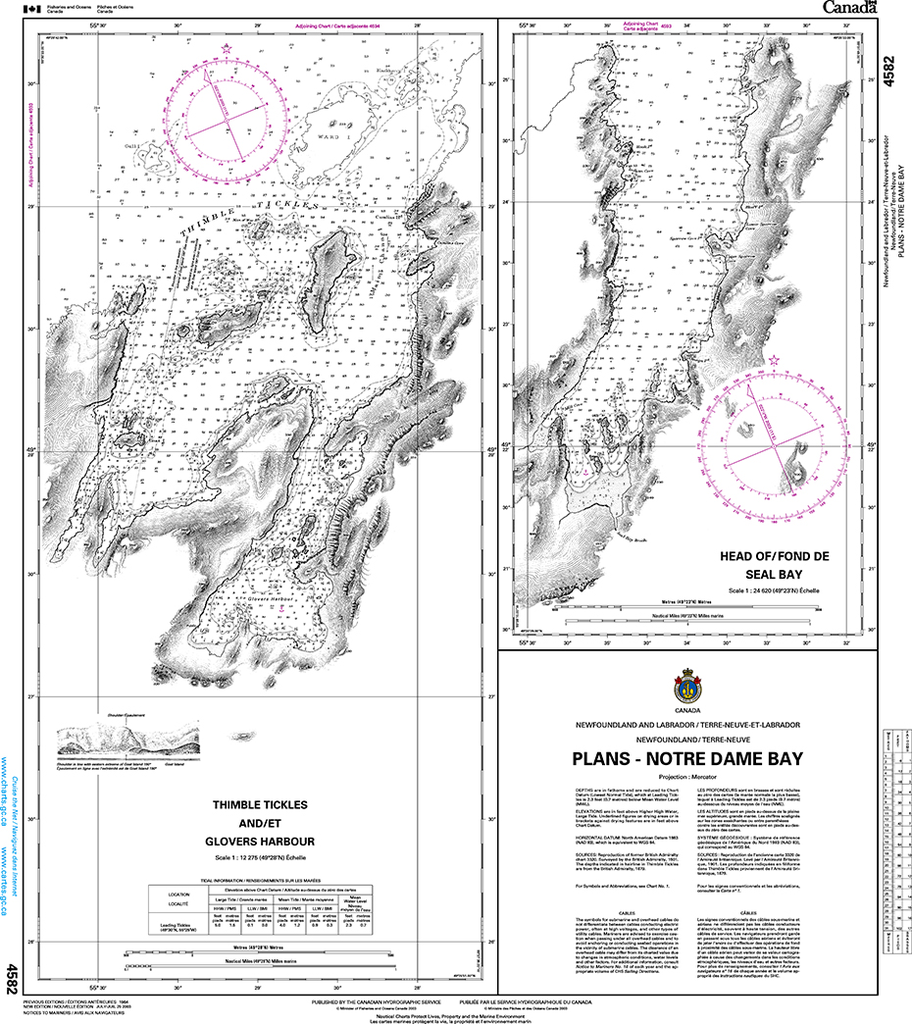 CHS Print-on-Demand Charts Canadian Waters-4582: Plans in Notre Dame Bay, CHS POD Chart-CHS4582