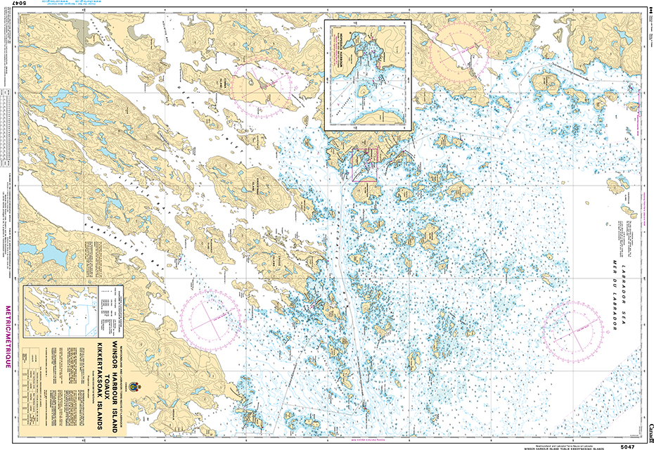 CHS Print-on-Demand Charts Canadian Waters-5047: Winsor Harbour Island to/aux Kikkertaksoak Islands, CHS POD Chart-CHS5047