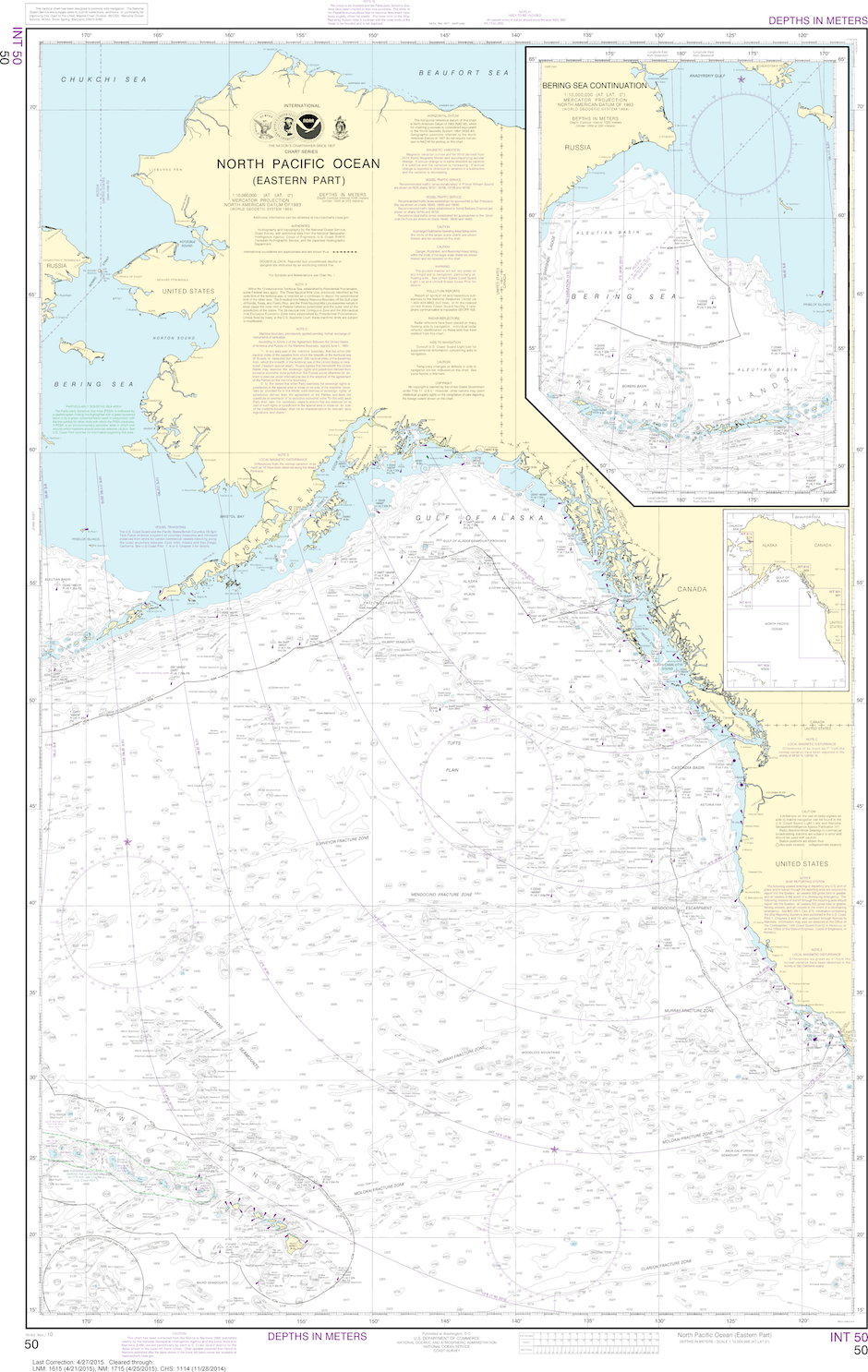 NOAA Print-on-Demand Charts US Waters-North Pacific Ocean (eastern part) Bering Sea Continuation-50