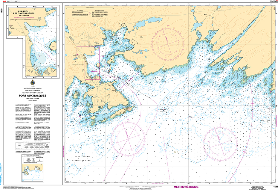 CHS Print-on-Demand Charts Canadian Waters-4641: Port aux Basques and Approaches/et les Approches, CHS POD Chart-CHS4641
